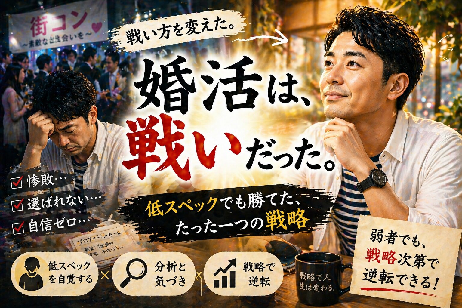 婚活は競争 低スペックの弱者でも戦える必勝法【前編】 街コンとお見合いパーティーで惨敗からの戦略転換